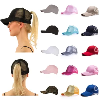 Нови Модни шапки с опашка за жени, лятна солнцезащитная шапка, Регулируеми шапки с козирка, Дамски шапки с високо лъч