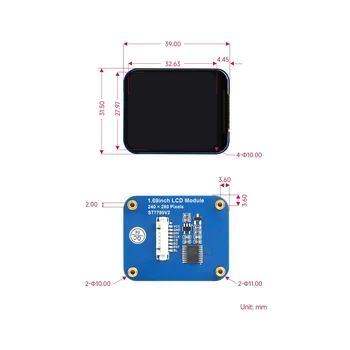 За Raspberry Pi 1,69 Инчов IPS дисплей Цветен LCD Резолюция 240 X 280 Интерфейс SPI Цветен екран и 262K за Arduino STM32