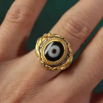 2023 Пръстен Ръчно изработени със злато 14к One Eye Tianzhu Ring в Етнически стил под формата на ръчно изработени Пръстени за Мъже и Жени