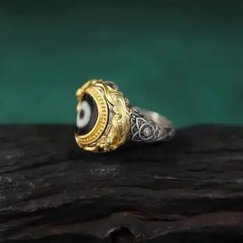 2023 Пръстен Ръчно изработени със злато 14к One Eye Tianzhu Ring в Етнически стил под формата на ръчно изработени Пръстени за Мъже и Жени