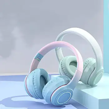 Прогресивно цветна BT headset Слушалки за мобилен телефон, за безжична детска слушалки с микрофон сгъваеми слушалки