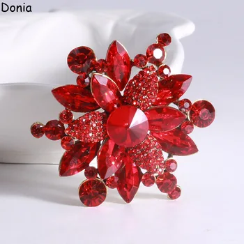Donia Jewelry Европейската и американската мода, индивидуалност, креативна стъклена брошка, голяма луксозна жени с цвете.