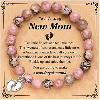 Нови подаръци за майките, за жените, Гривна от мъниста от естествен камък за бременни жени, Подарък за 1-ия Ден на майката на бъдещата майка