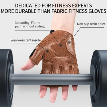 Вентилирани ръкавици за вдигане на тежести от телешка кожа, мъжки и дамски ръкавици за тренировка във фитнес залата, за практикуване на тренировките с тежести, дърпа, защита на дланите, Поддръжка