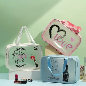 Новата пътна косметичка с принтом Любов, женска чанта за съхранение на козметика, PVC, Удобна чанта за пране