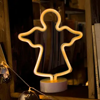 Аксесоари за партита Невероятна неонова реклама във формата на ангел, led крушка-гъба с USB/батерии за работния плот, без отблясъци и трептене