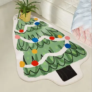 Коледна елха, Коледни килими за спални, Cartoony вълнен Кадифе, Нескользящие постелки за пода, Домашна изтривалка за баня, Декорация във формата на дърво, килим