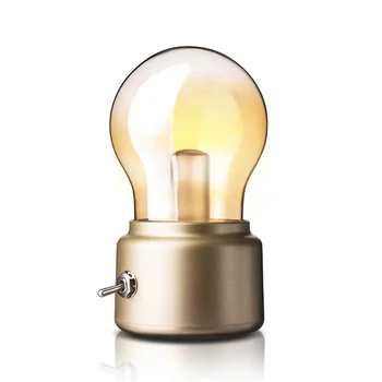 1 Бр. Ретро Акумулаторна светодиодна лампа С Нощно Креативна Нощна настолна лампа Защита на очите Украса Кафе в спалнята