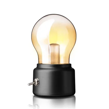 1 Бр. Ретро Акумулаторна светодиодна лампа С Нощно Креативна Нощна настолна лампа Защита на очите Украса Кафе в спалнята
