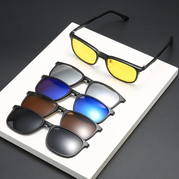 Реколта магнитни слънчеви очила TR90 6-в-1, Стилни, високо ефективни слънчеви очила, Мултифункционален дизайн за активен отдих