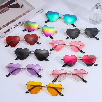 Слънчеви очила във формата на сърце за жени, Ретро Метални рамки, Слънчеви очила във формата на Сърце, Прекрасни цветове, Реколта очила на 90-те години, защитни очила UV400