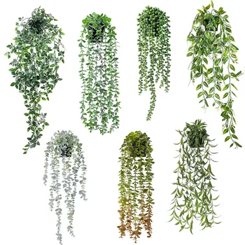 Изкуствено подвесное растение Datura, евкалипт, листа от евкалипт, лозя, изкуствени декорации в саксии за помещения и на улицата