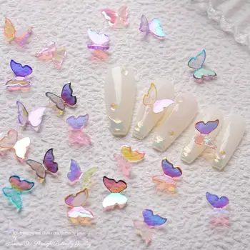 Блестящ Украшение за нокти Пеперуда за Декорация за нокти 3D Декорации За нокти Aurora Diamante за нокти, Аксесоари за маникюр