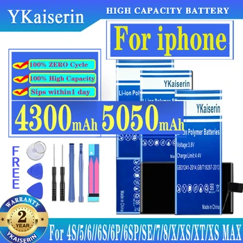 YKaiserin Батерия За iPhone 4s-6S 6 7 8 6s 6 Plus iX IxR iXS Сменяеми батерии За Apple 5 5S 5C Se Batteria Песен-код