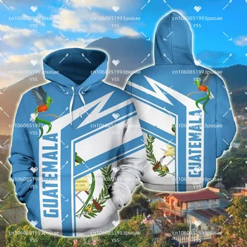 2023 Флаг Гватемала 3D Печат Hoody с качулка Ежедневни Модни Hoody с цип Harajuku Hoody Унисекс Случайни Пуловер с качулка