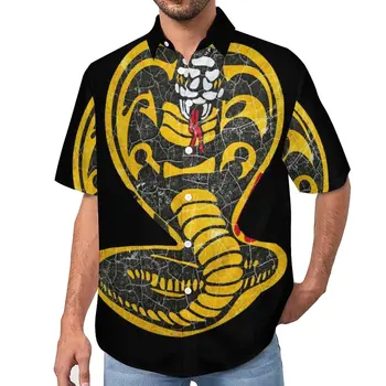 Блузи Cobra Kai Crack, мъжки ежедневни ризи от филма, Хавайски градинска дрехи с къс ръкав, плажна риза с голям размер, идея за подарък
