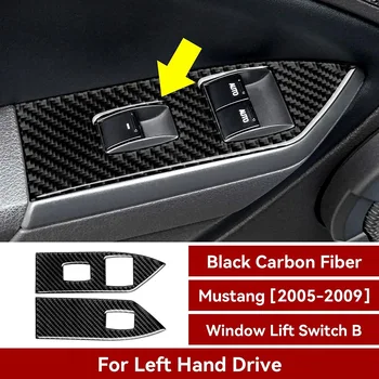 Тампон върху ключа стеклоподъемника на колата е от въглеродни влакна, стикер за Ford Mustang 2005 2006 2007 2008 2009, интериорни аксесоари (A)