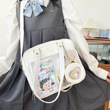 Мека Студентски чанта за момичета, Прозрачна чанта, Японски Колеж, Вятърна облекло, чанта, JK, чанта през рамо, женствена чанта
