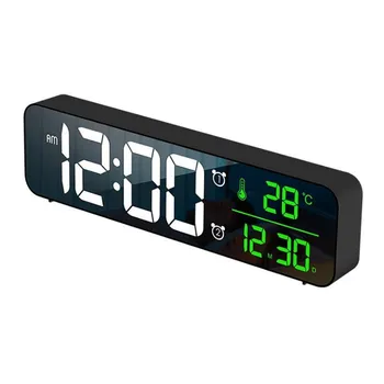 Led Дигитален будилник с функция за повторение на температурата и датата, USB десктоп лентово огледало, led часовници за декориране на дневната