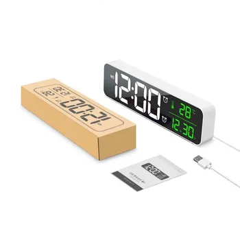 Led Дигитален будилник с функция за повторение на температурата и датата, USB десктоп лентово огледало, led часовници за декориране на дневната