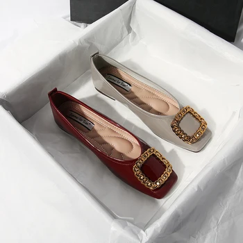 Дамски обувки с деколте с фин подметка и квадратни пръсти, на равна подметка; луксозни обувки; дамски обувки; дизайнерски обувки на много големи