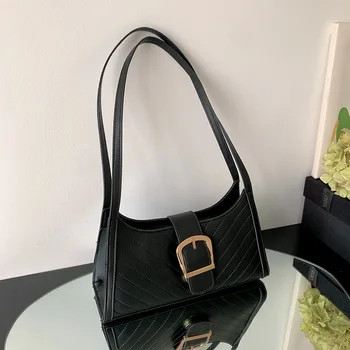 Модерна чанта под мишниците, обикновена чанта на рамото за жени, чанта от изкуствена кожа