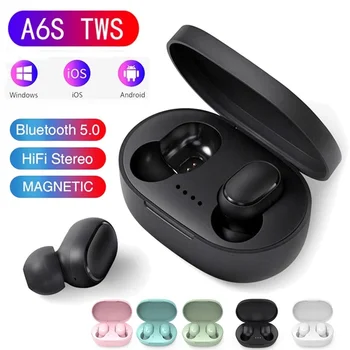 Нови безжични Bluetooth слушалки 2023 A6S TWS, спортни слушалки в ушите с микрофон, мини-шушулки, слушалките с шумопотискане