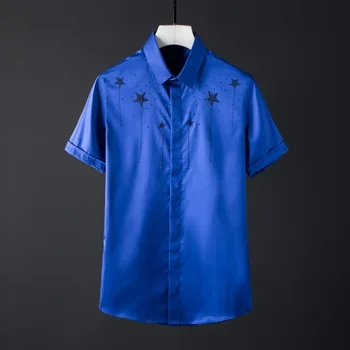 Висококачествени Луксозни бижута, Лятна мъжка риза с къс ръкав, Мъжки риза с пентаграма, Неглаживающаяся Дишаща тениска За мъже