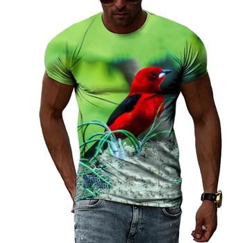 Летни Тениски с графичен Модел на Благородни Птици За Мъже, Ежедневни Тениска с интересен любимец принтом, Модна тениска в стил Харадзюку в хип-хоп Стил, с кръгло деколте