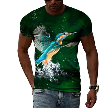 Летни Тениски с графичен Модел на Благородни Птици За Мъже, Ежедневни Тениска с интересен любимец принтом, Модна тениска в стил Харадзюку в хип-хоп Стил, с кръгло деколте