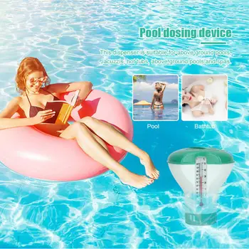 Плаващ опаковка хлор за басейна 1-5 бр. с термометър, Автоматично помпа-апликатор за дезинфекция на басейна