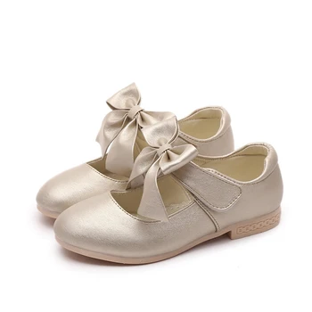 Детска Булчински обувки Принцеса с лък за по-Големите Деца, Бели, Розови, Златни Танцови Модел обувки за момичета 5, 6, 7, 8, 9, 11, 10, 12 Години