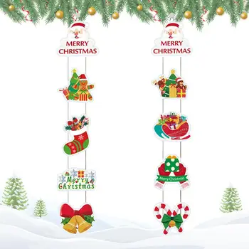 Коледни Куплеты на вратата, Украса за Банери с Коледа, Весел и ярък Знак на верандата, червени и зелени домашни Улични завеси на врати