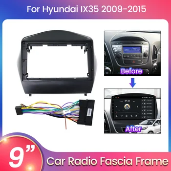 Авто Мултимедиен Радио Централната Конзола Панел Скоба Комплект Рамка за Hyundai IX35 2009-2015 за Hyundai IX45 Santa Fe 3 2013-2016