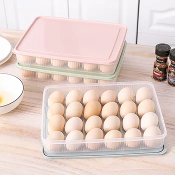 Кутия за яйца с 24 Мрежи, Кухненски кутия за съхранение на яйца, Преносим Пластмасов Държач за яйца, Штабелируемые фризери, Организаторите за съхранение на Яйца, съд за съхранение на яйца