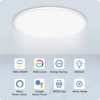 MOES Умен WIFI Тавана Лампа ултра тънък Енергоспестяващ RGB С Регулируема Яркост Led Лампа SASHA приложение за Дистанционно Управление на Глас на Google, Alexa