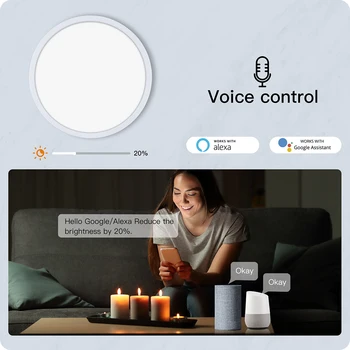MOES Умен WIFI Тавана Лампа ултра тънък Енергоспестяващ RGB С Регулируема Яркост Led Лампа SASHA приложение за Дистанционно Управление на Глас на Google, Alexa