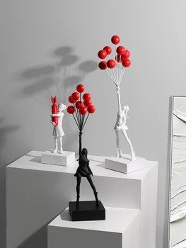 Нордический творчески дом хол, веранда TV шкаф с топка скулптура момичета подарък бижу Banksy полет момиче вратовръзка стана окачване 