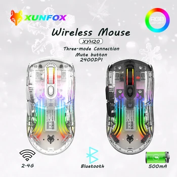 XYH20 Безжична Bluetooth Прозрачна Мишка Жичен + 2.4 G + БТ За вашия КОМПЮТЪР/Лаптоп/Таблет RGB