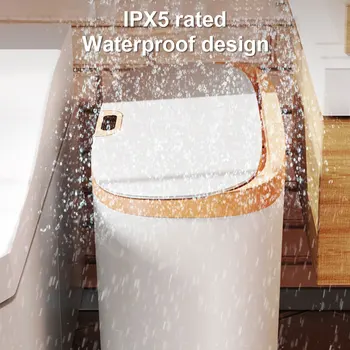 Автоматичен Сензор Пречка Кошчето за боклук с капак Пречка Кофа за съхранение на шевове, Мултифункционални Водоустойчиви Аксесоари за баня IPX5