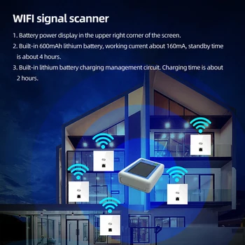 Двойна лента скенер на сигнала на Wi-Fi На 2,4 G/5G; 2.4-инчов TFT-дисплей; Скенер канали, Wi-Fi; WiFi Analyzer; Помощник за управление на рутера