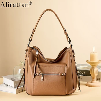 Alirattan/ новата модерна дамска чанта за през рамото от естествена кожа, 2023 г.; модерен дизайнерски дамски ежедневни чанта през рамо голям капацитет