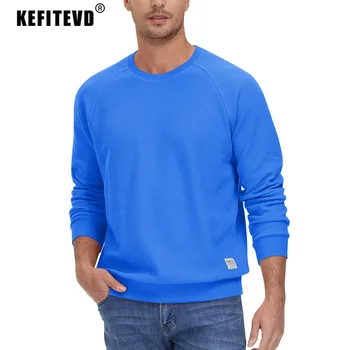 KEFITEVD/ Мъжки Блузи, Спортни hoody с кръгло деколте и вафельным трикотажем, Пролетно-Есенна Ежедневни Hoody с дълъг ръкав, Пуловери, блузи