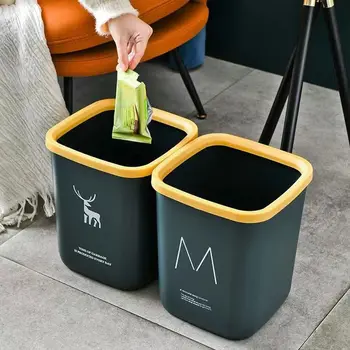 Купи едно и получи едно безплатно кофа за боклук голяма пластмасови домакински хол, спалня, кухня, тоалетна, без притискателния пръстен за капака скандинавски кош за хартия