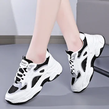 2023 Лятна нови Обувки За папата С Дишаща Мрежа на Корейското издание Спортни Обувки INS В дебела Подметка За Джогинг Дамски Обувки