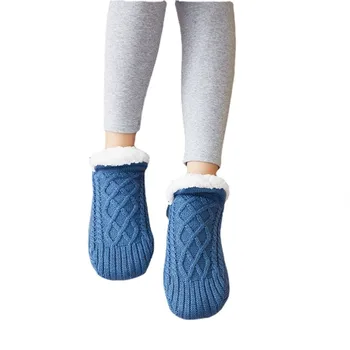 Домашни нескользящие чорапи за жените, Кадифени тъкани чорапи за жените, Възли Меки чорапи за сладък дамски дрехи, висококачествени чорапи на пода