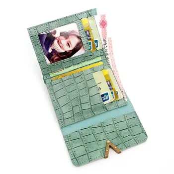Кратък чантата с няколко карти, Модерен Кожен портфейл с голям капацитет, Трислоен Държач за карти, Женски