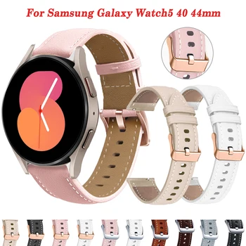Watch5 20 мм Кожена Каишка За Samsung Galaxy Watch 4/5 40 мм 44 мм 5 Pro 45 мм Гривна Каишка За Часовник Watch 4 Classic 42 мм и 46 мм Correa