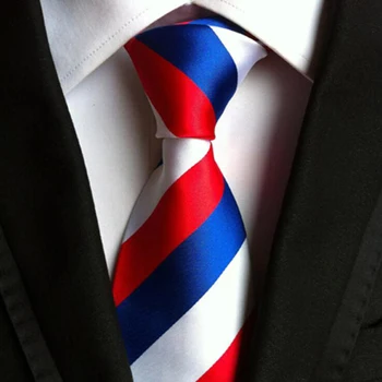 Класически Мъжки вратовръзки в синята, червената, бялата ивица с Ширина 8 см, Нови Ежедневни бизнес жакард Копринени вратовръзки за сватбени партита, шийни вратовръзки