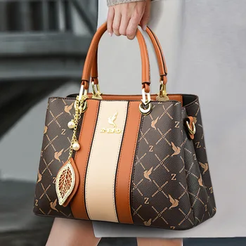 2023 Дамска кожена чанта, дамска луксозна чанта, дамски висококачествена дамска чанта през рамо, дамски ретро чанта-тоут